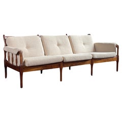 Mid century Danish rosewood sofa with new wool boucle upholstery