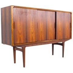 Vintage Mid Century Danish Rosewood Tall Sideboard Buffet Credenza