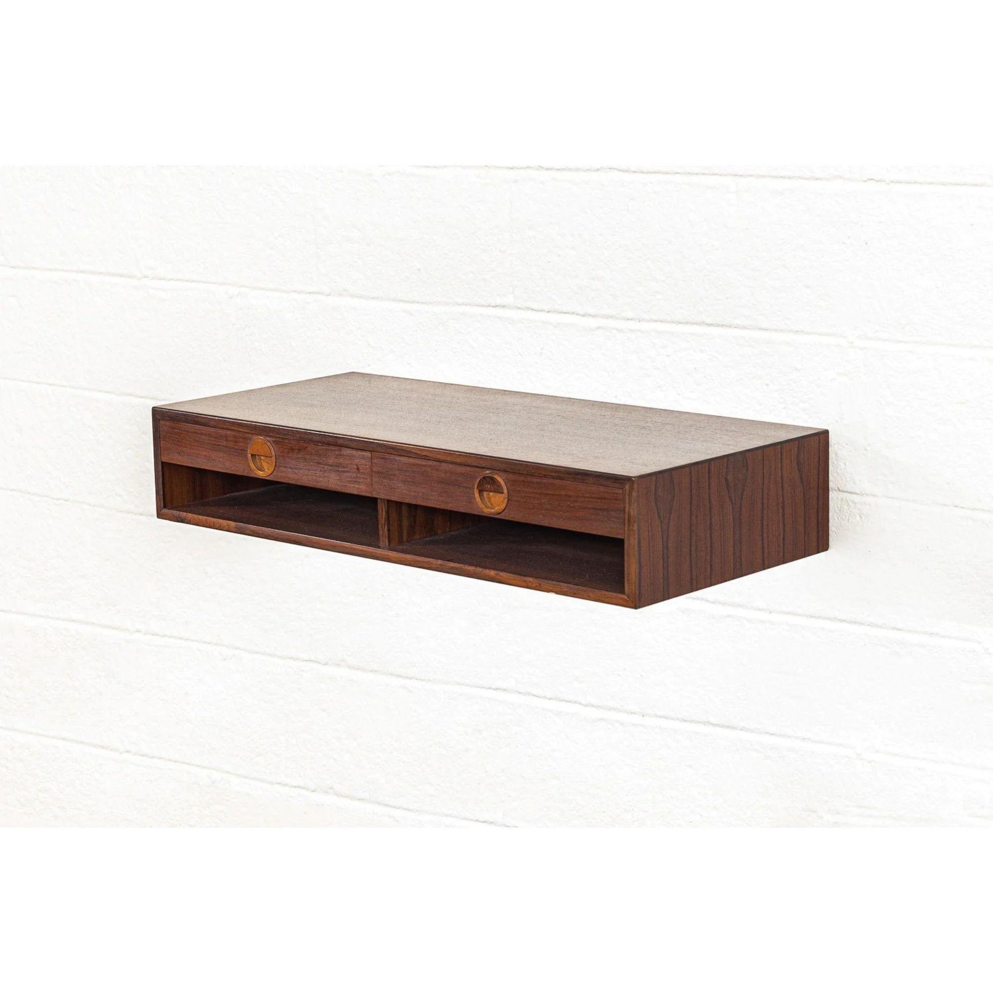 Midcentury Danish Rosewood Wall Mounted Floating Shelf In Good Condition In Detroit, MI