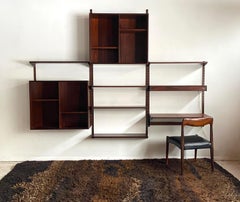 Mid century Danish rosewood wall unit by Kai Kristiansen FM, with desk & light