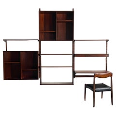 Vintage Mid century Danish rosewood wall unit by Kai Kristiansen FM, with desk 
light