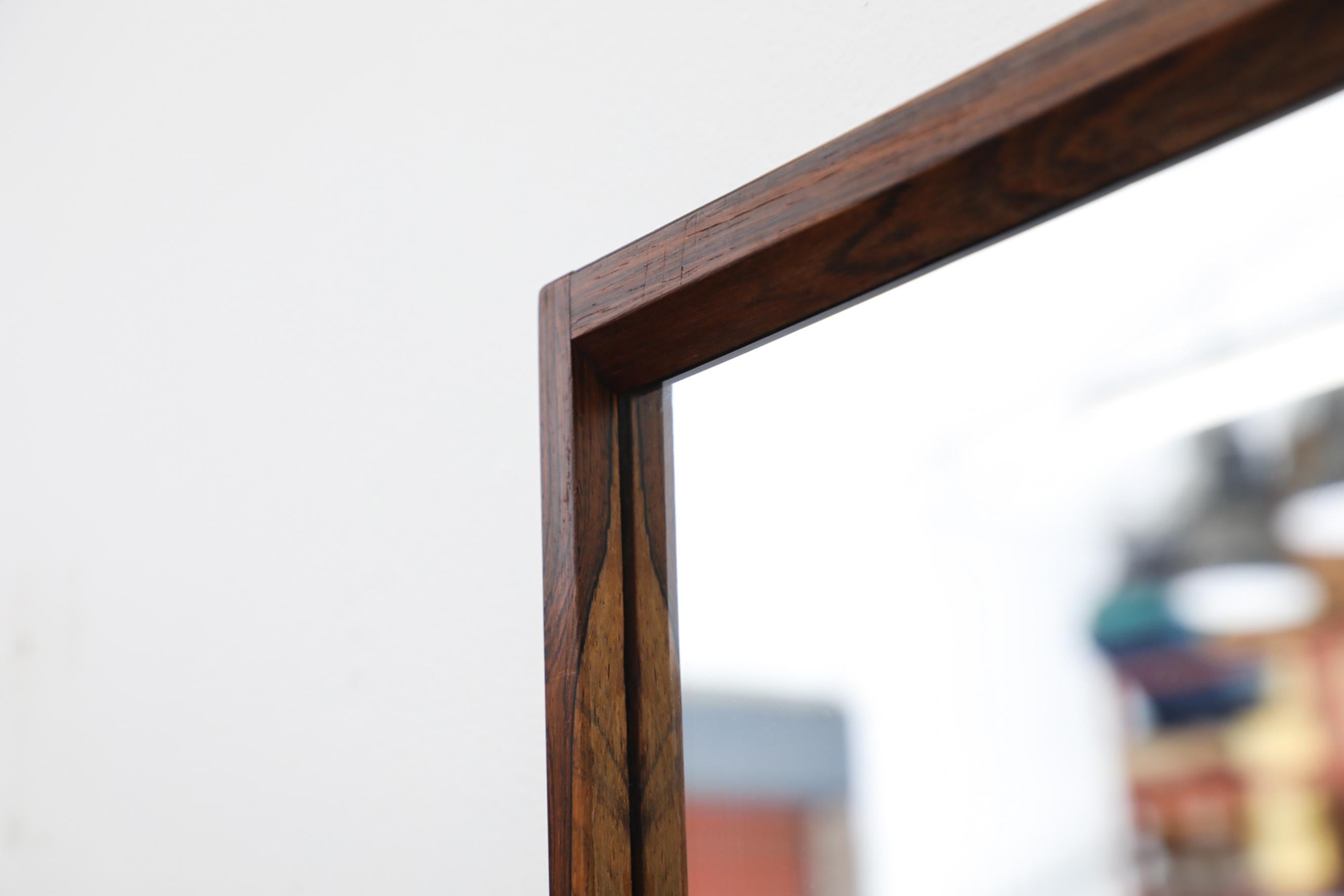 Midcentury Danish Rosewood Wall Mounted Mirror with Peg Detail For Sale 3