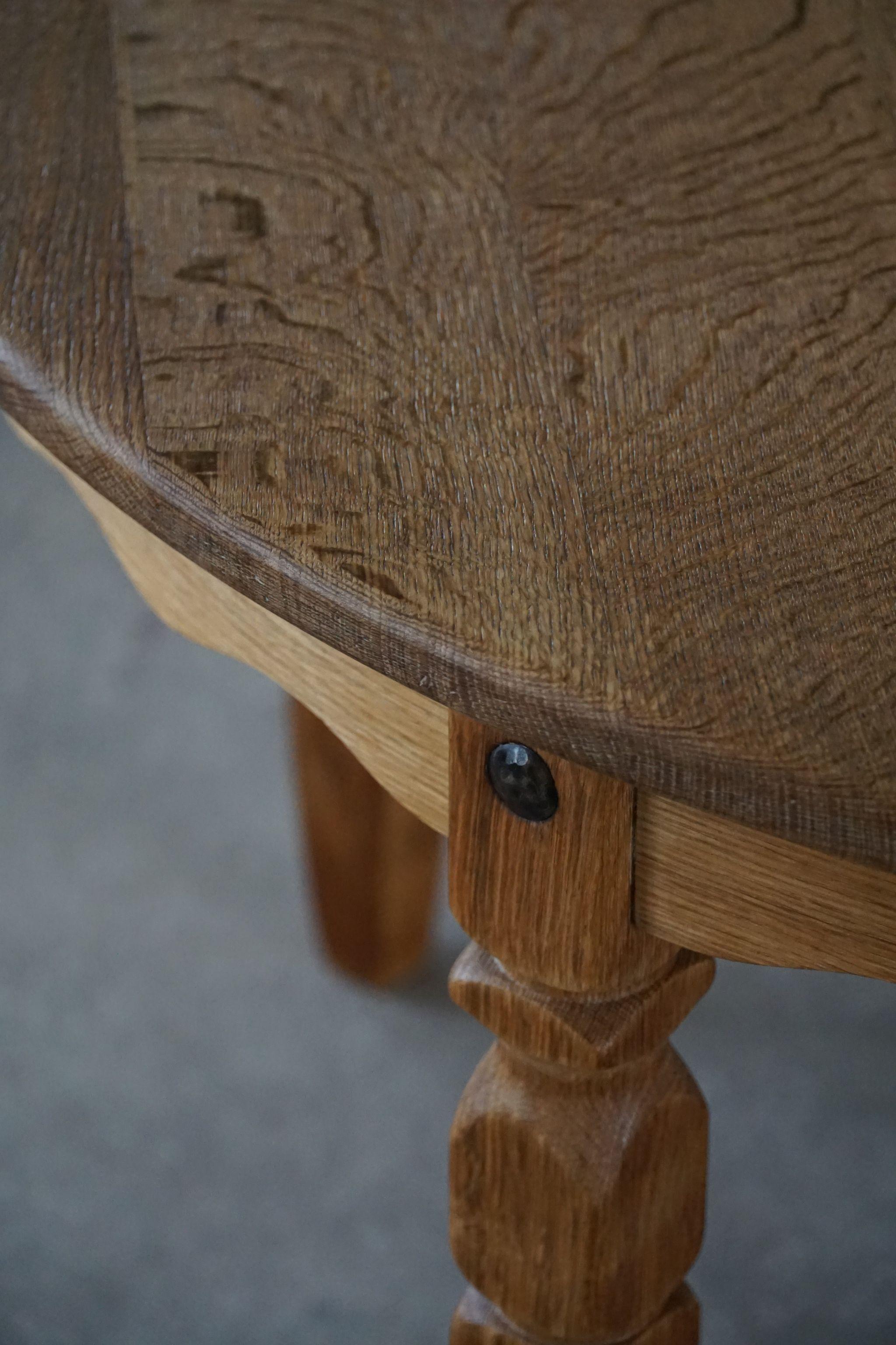 Mid Century Danish Round Dining Table in Solid Oak with One Extension ...