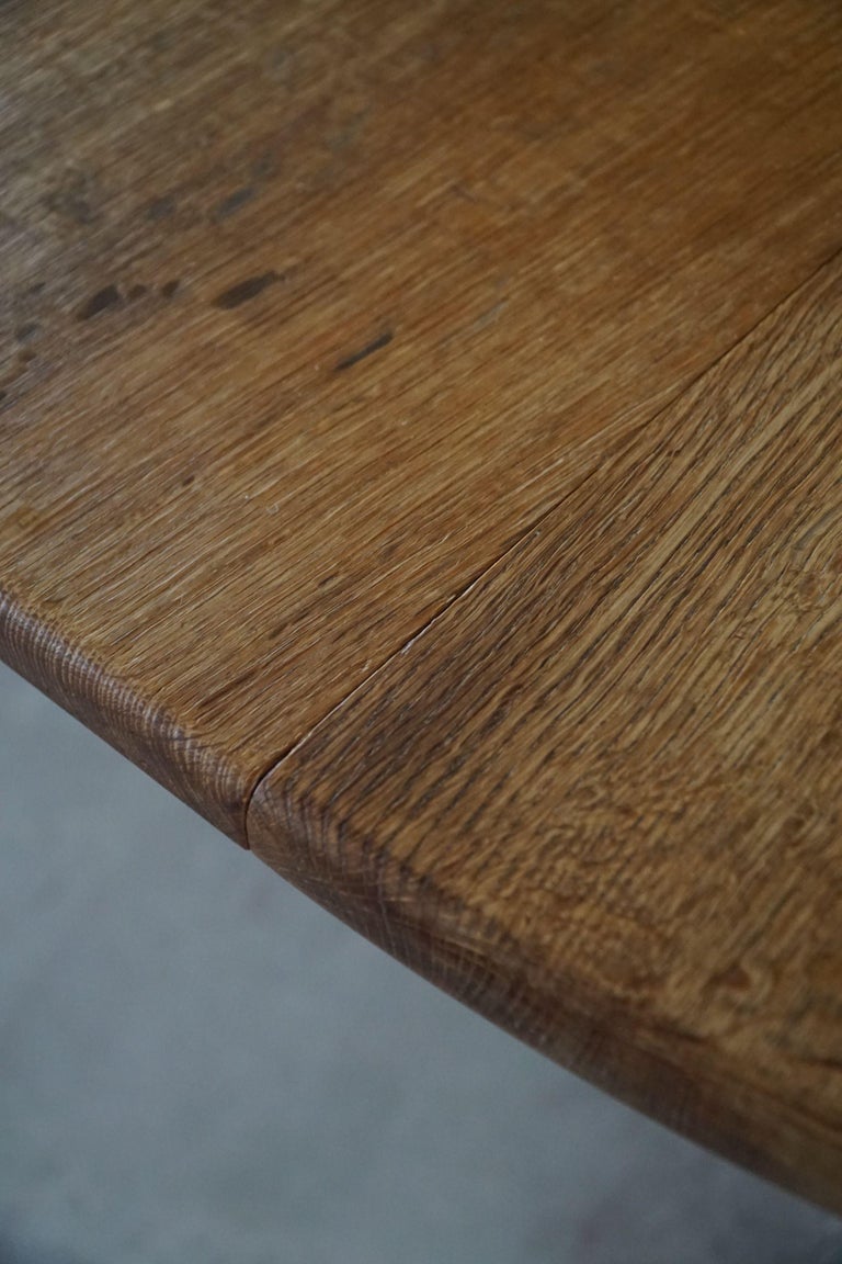 Mid Century Danish Round Dining Table in Solid Oak with One Extension ...