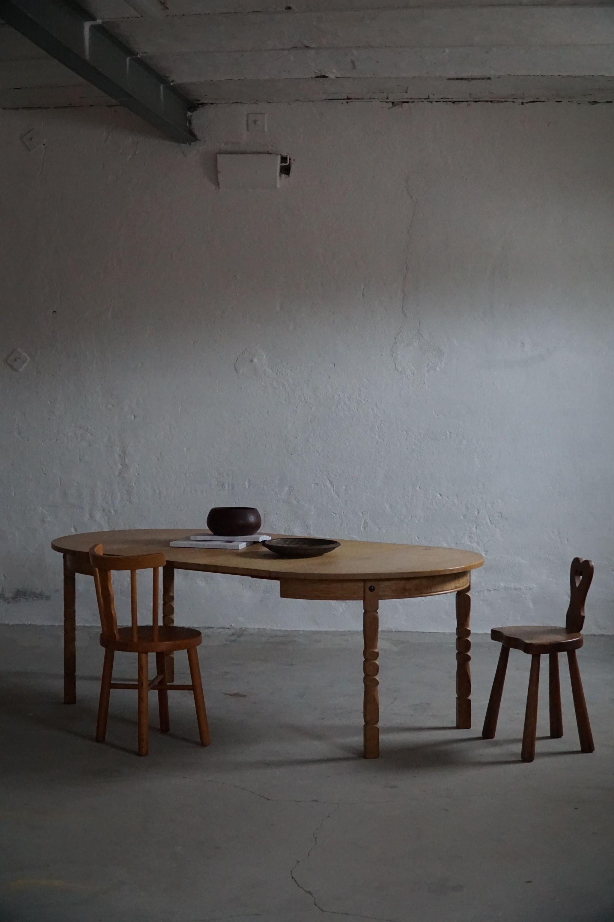 Mid Century Danish Round Dining Table in Solid Oak with Three ...