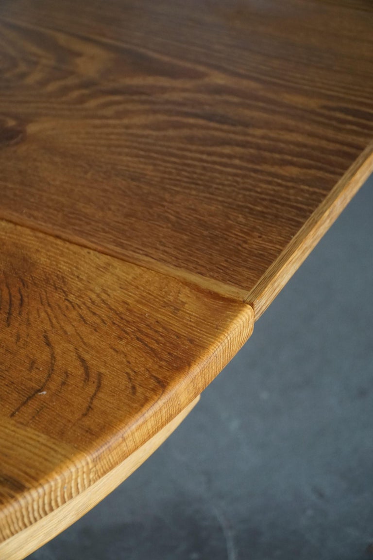Mid Century Danish Round Dining Table in Solid Oak with Two Extensions ...