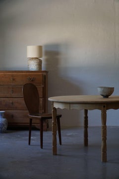 Mid Century Danish Round Dining Table in Solid Oak with Two Extensions, 1960s