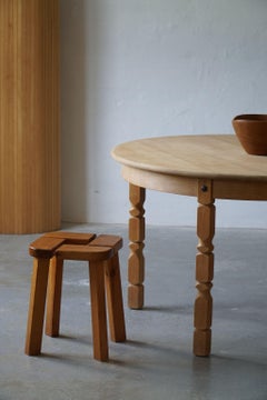 Mid Century Danish Round Dining Table in Solid Oak with Two Extensions, 1960s