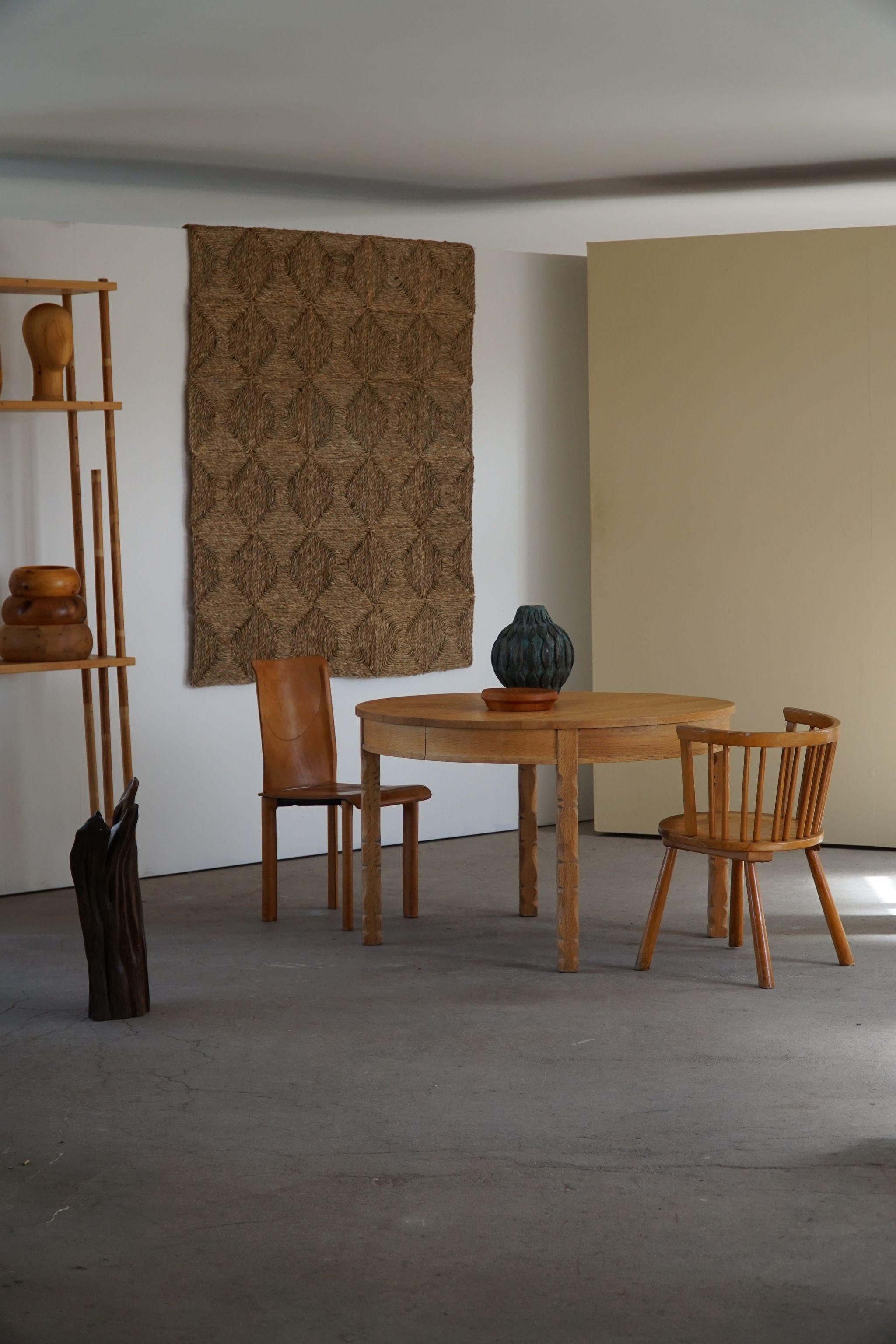 Mid Century Danish Round Dining Table in Solid Oak with Two Extensions ...