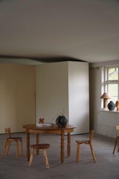 Mid Century Danish Round Dining Table in Solid Oak with Two Extensions, 1960s