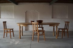 Mid Century Danish Round Dining Table in Solid Oak with Two Extensions, 1960s