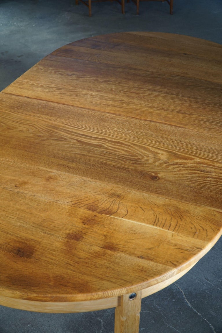 Mid Century Danish Round Dining Table in Solid Oak with Two Extensions ...