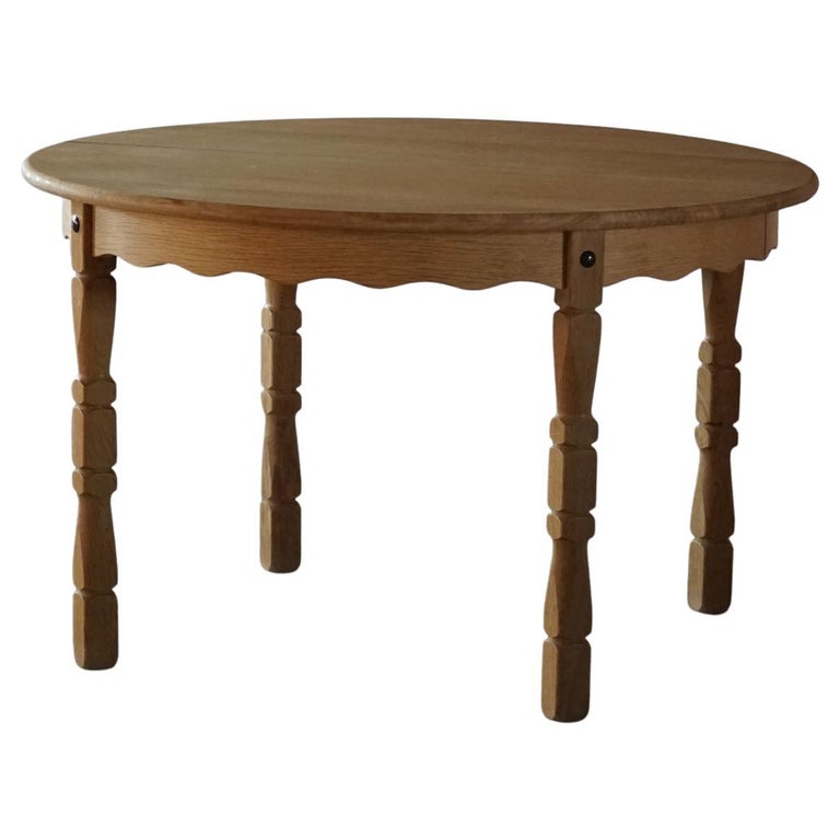 Mid Century Danish Round Dining Table in Solid Oak with Two Extensions ...