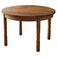 Mid Century Danish Round Dining Table in Solid Oak with Two Extensions, 1960s