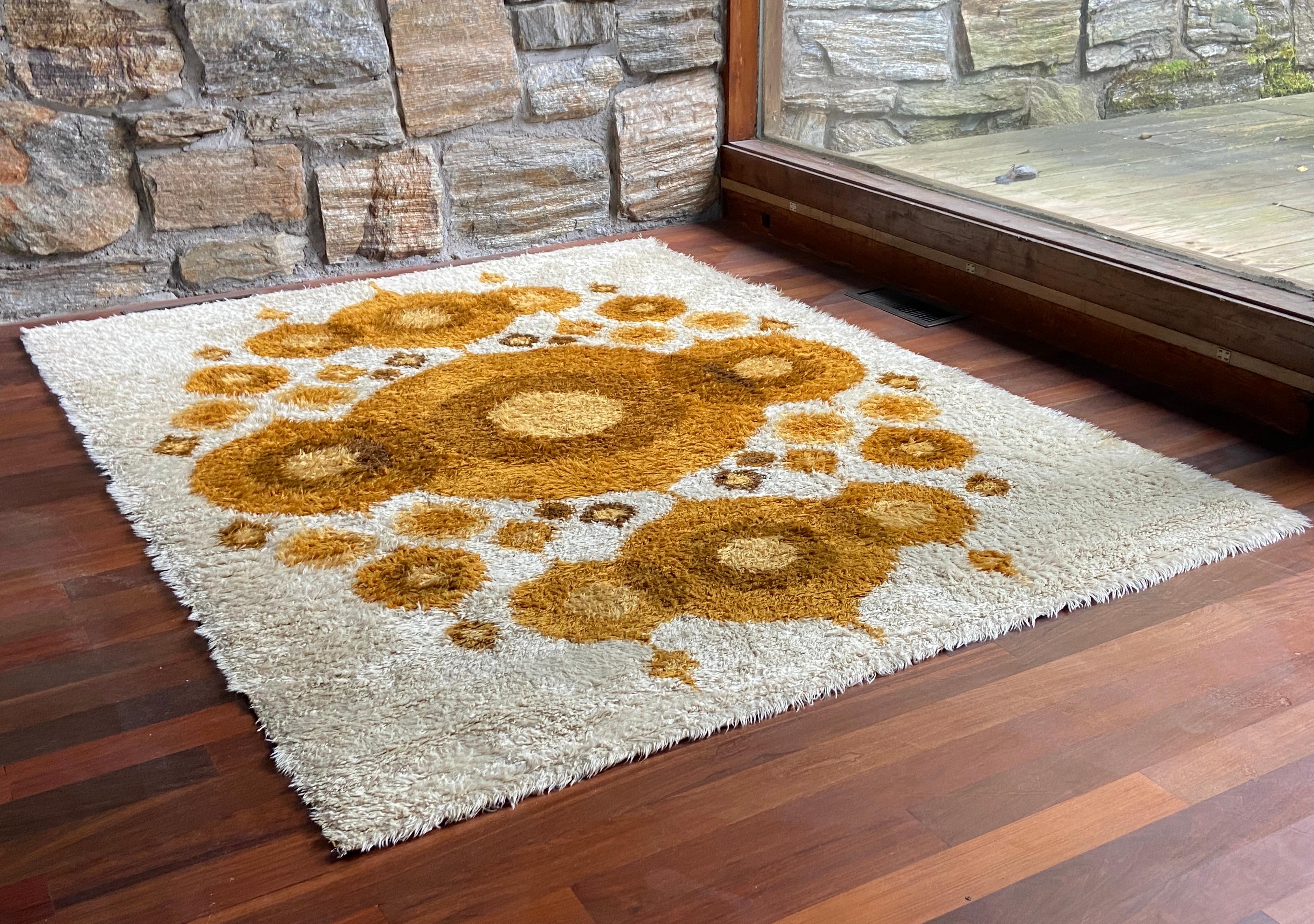 Mid-Century Modern Mid century Danish Rya wool rug  - Sonet by L.f.Foght For Sale