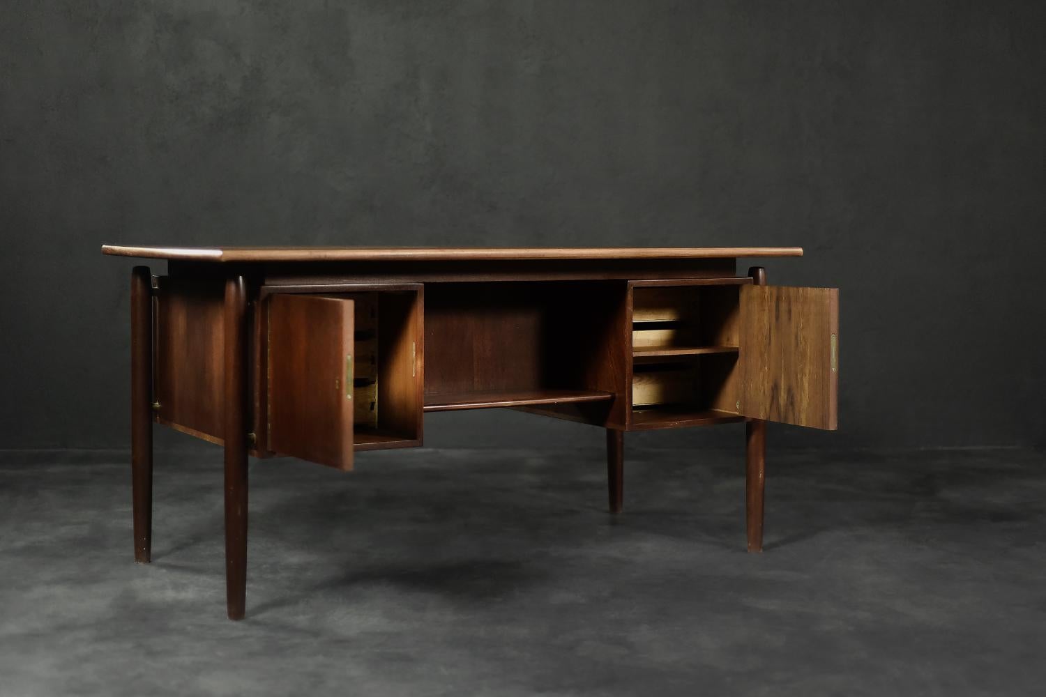 Mid-Century Danish Scandinavian Modern Teak Bilateral Desk with Drawers, 1960s For Sale 3