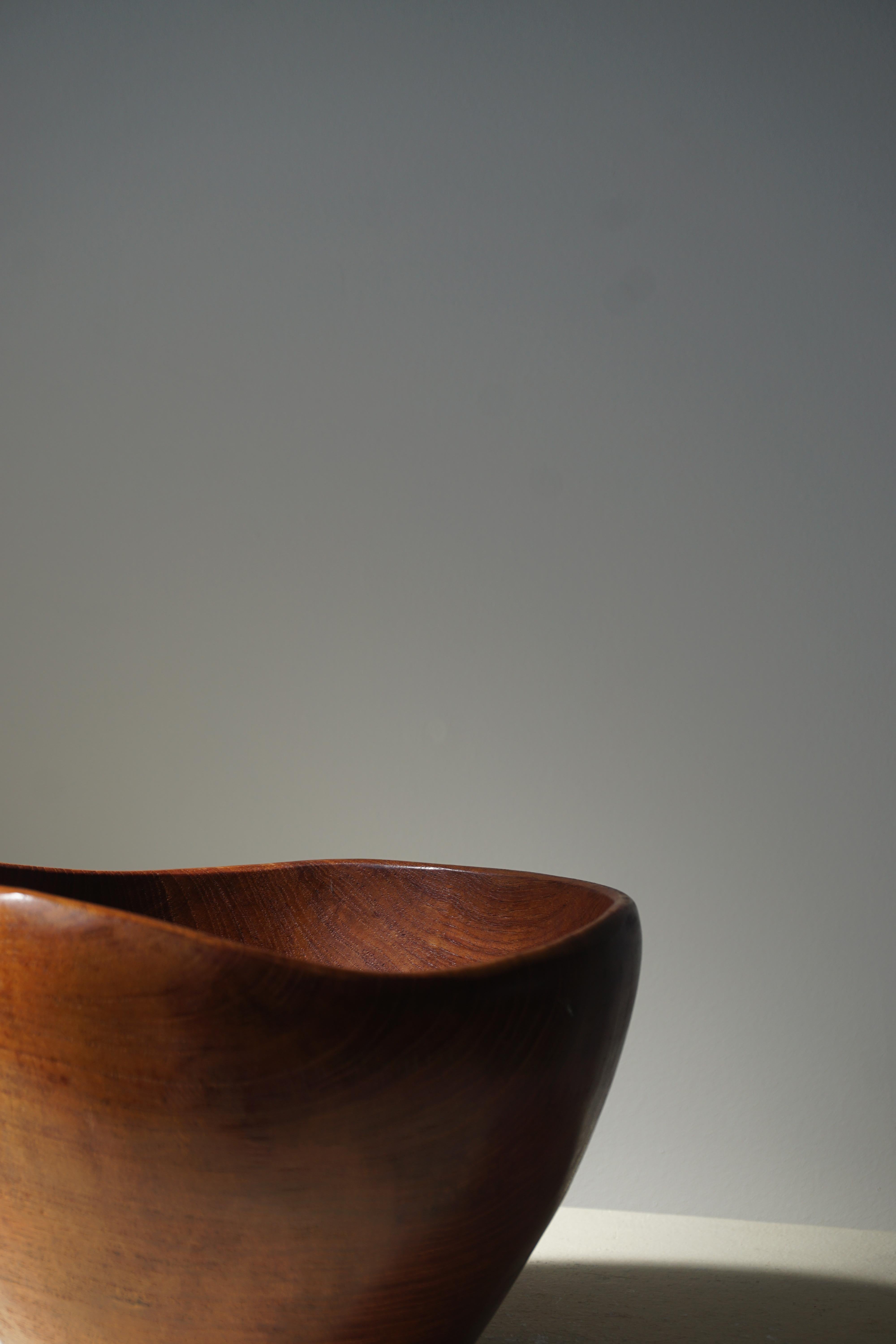 Swedish Mid Century Danish Sculptural Teak Bowl, Handcrafted in 1960s For Sale