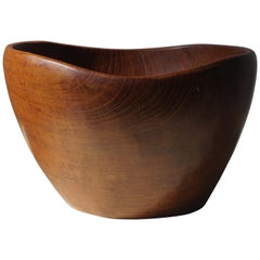 Mid Century Danish Sculptural Teak Bowl, Handcrafted in 1960s