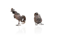 Mid Century Danish Sculptures / Pair of Roosters in Copper