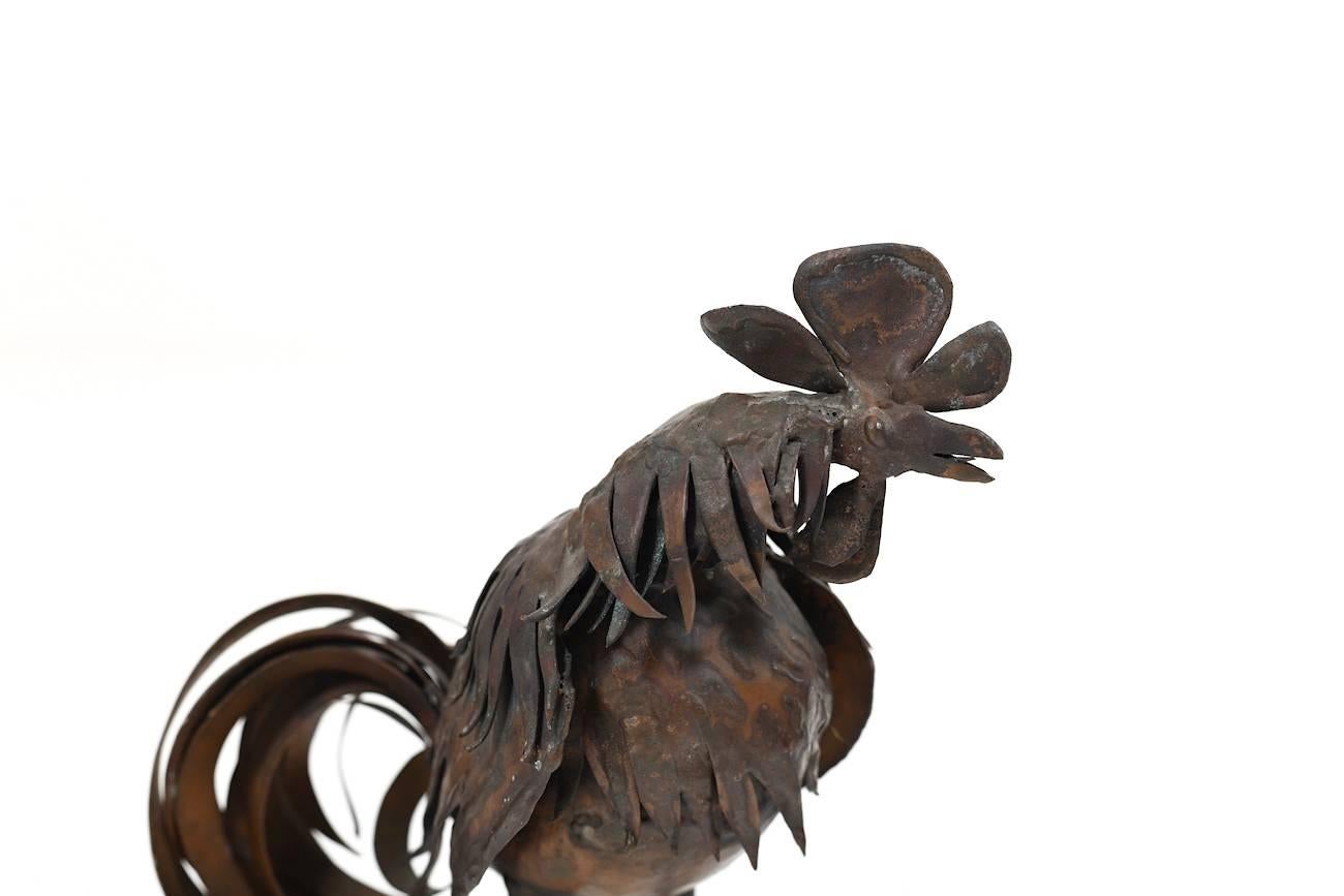 Mid-20th Century Mid Century Danish Sculptures / Pair of Roosters in Copper For Sale
