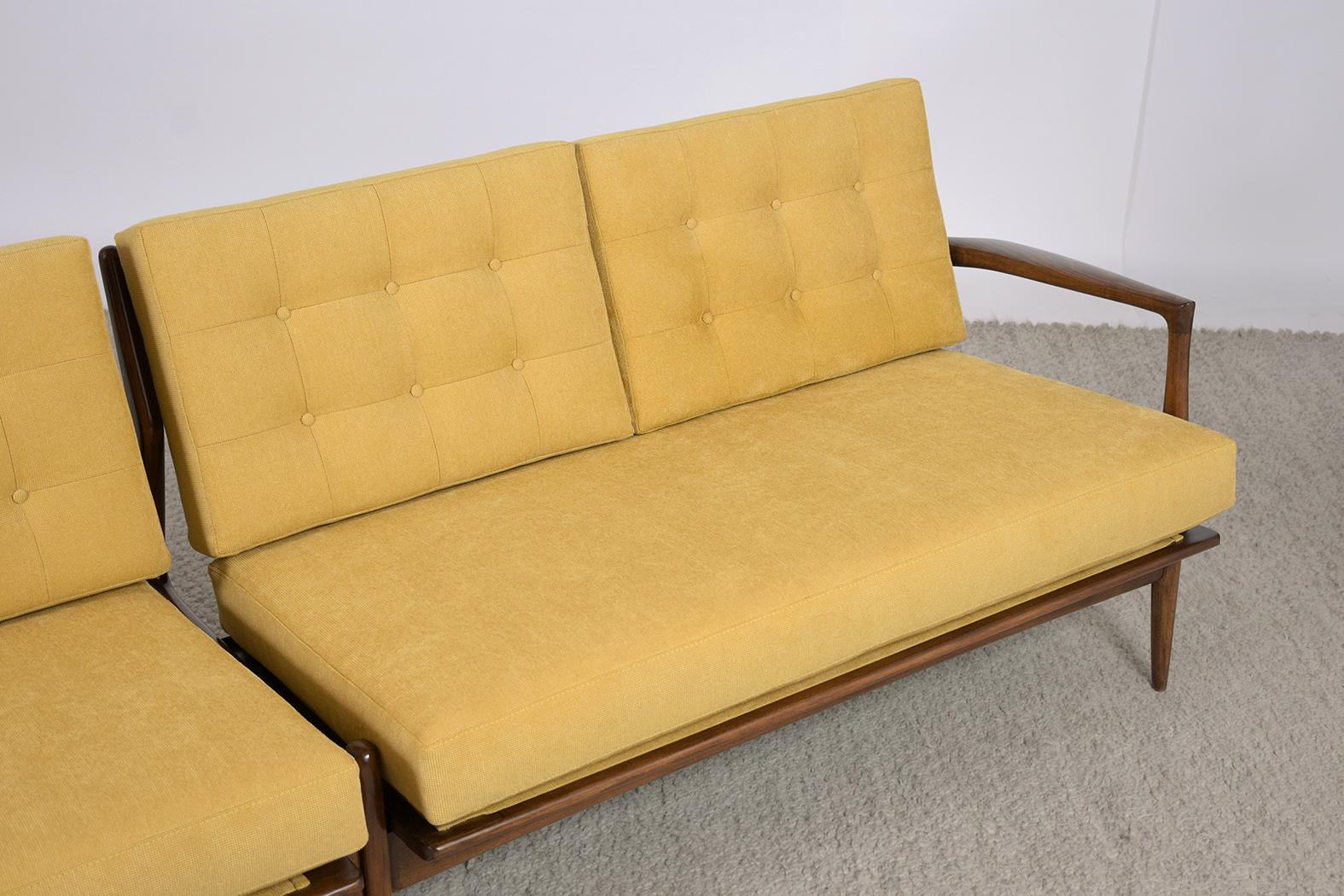 1960s Danish Mid-Century Modern Teak Sectional Sofa in Mustard Yellow 1