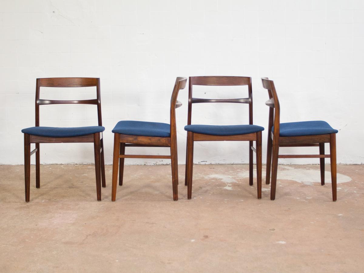 Mid-century Danish Set of 4 Chairs in Rosewood by Henning Kjaernulf for Vejle 1