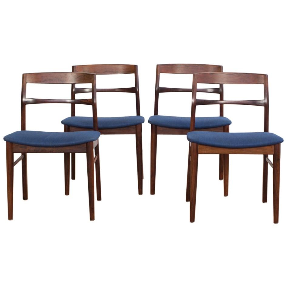 Mid-century Danish Set of 4 Chairs in Rosewood by Henning Kjaernulf for Vejle