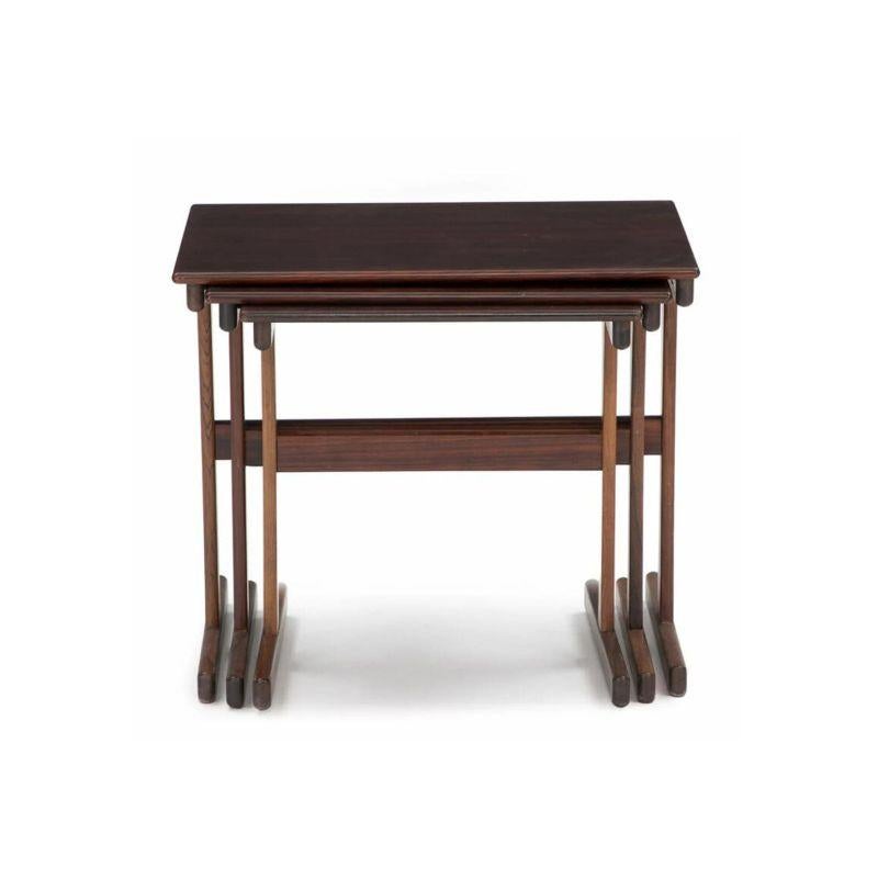 Mid-Century Modern Mid-Century Danish Set of Three Nesting Tables in Rosewood For Sale