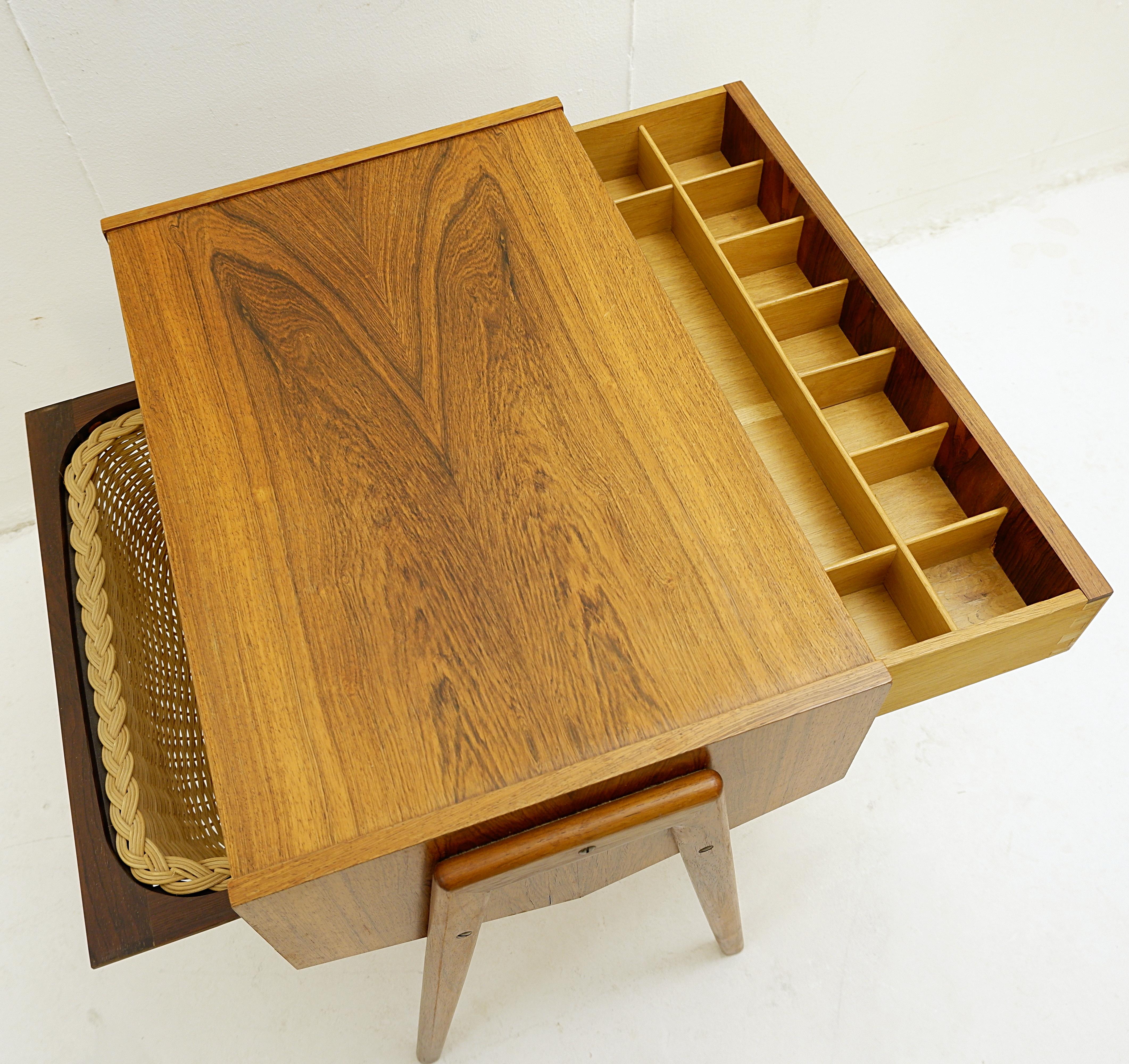 Midcentury Danish Sewing Box, Side Table, 1970s 5