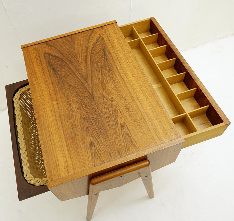 Midcentury Danish Sewing Box, Side Table, 1970s For Sale at 1stDibs