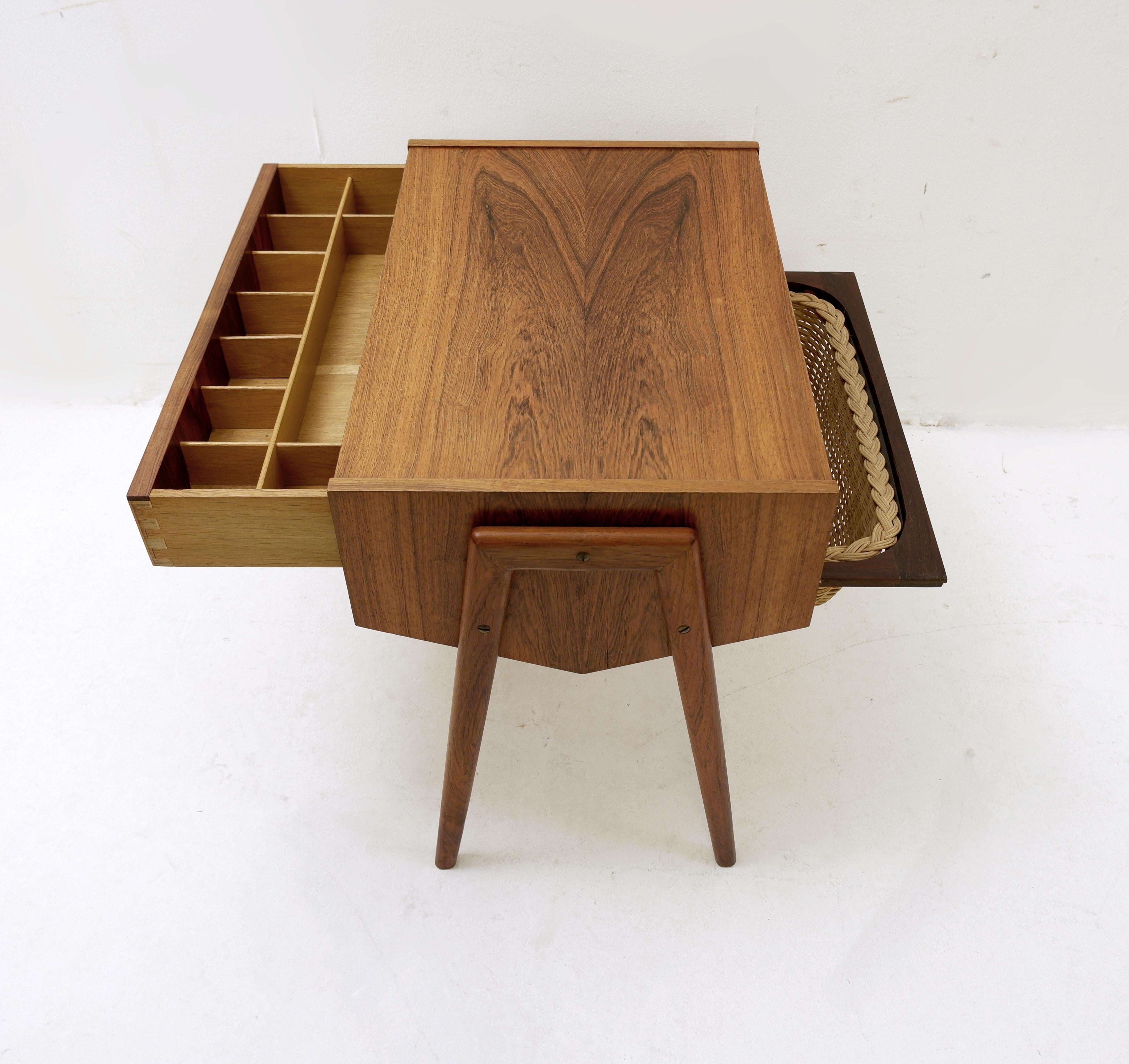 Midcentury Danish Sewing Box, Side Table, 1970s 6