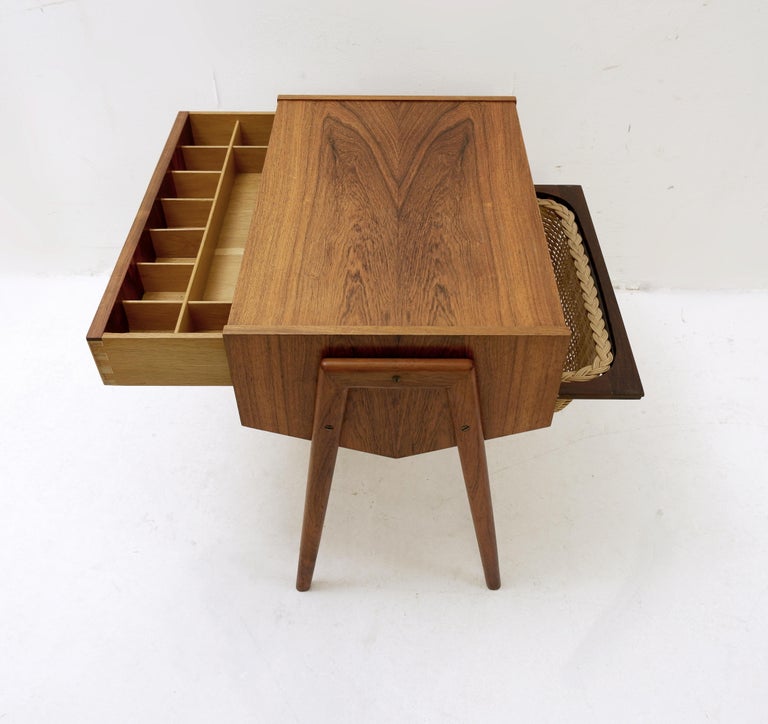 Midcentury Danish Sewing Box, Side Table, 1970s For Sale at 1stDibs
