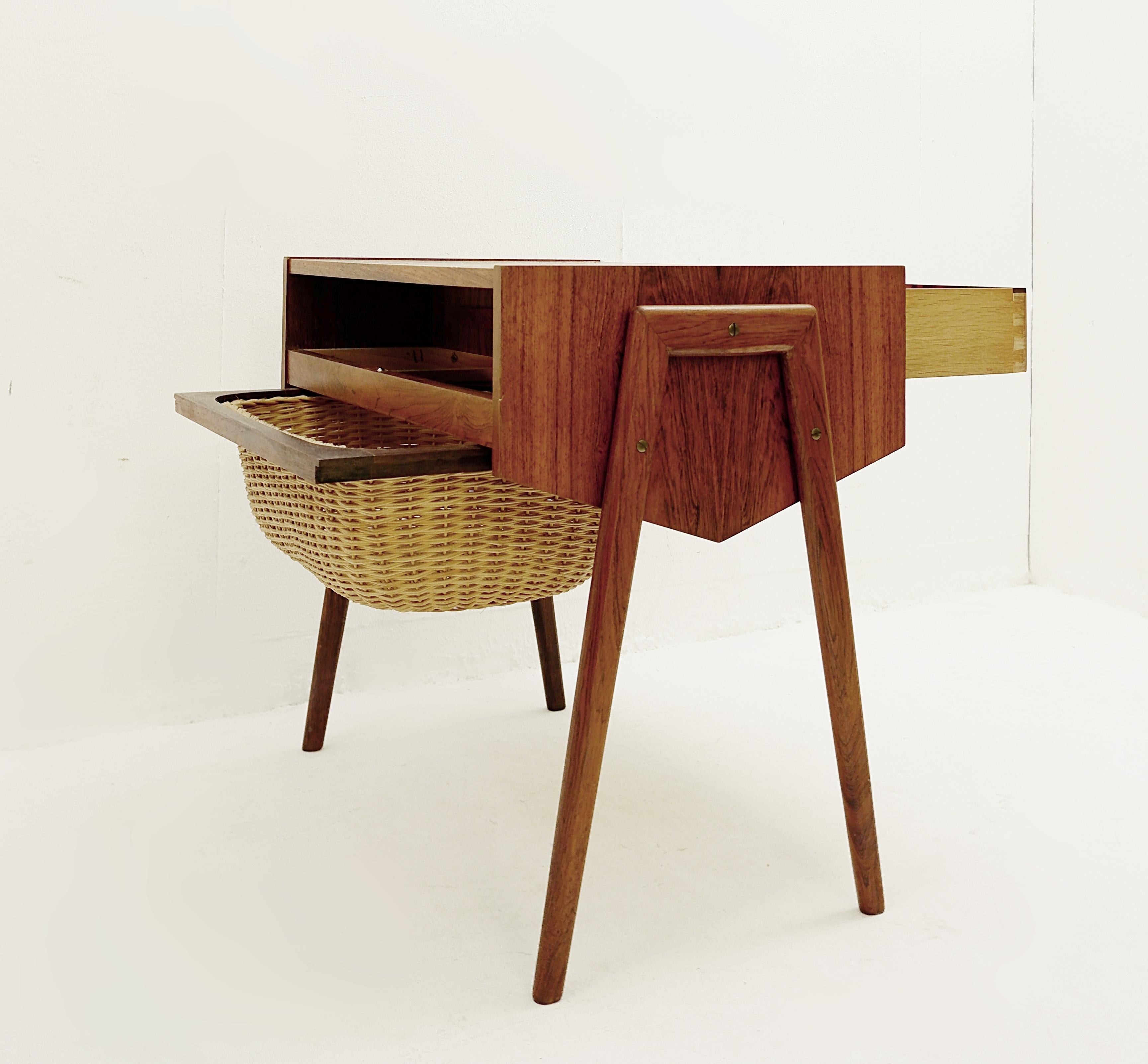 Midcentury Danish Sewing Box, Side Table, 1970s 9