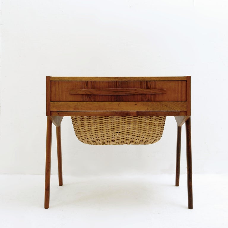 Midcentury Danish Sewing Box, Side Table, 1970s For Sale at 1stDibs