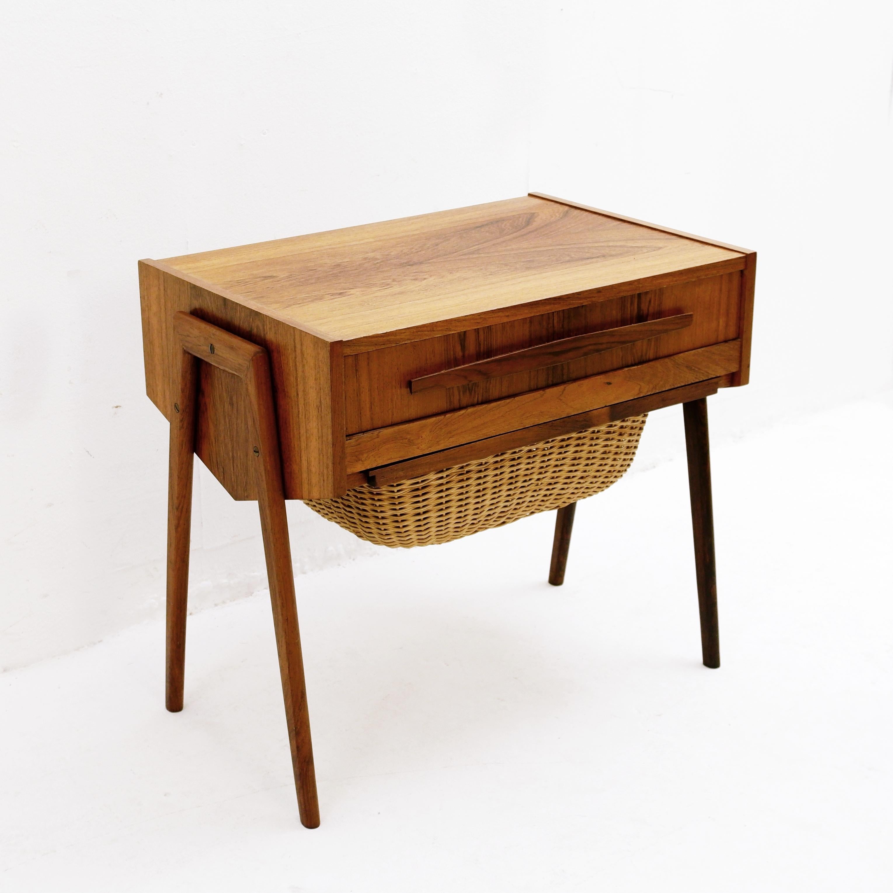 Midcentury Danish Sewing Box, Side Table, 1970s In Good Condition In Brussels , BE
