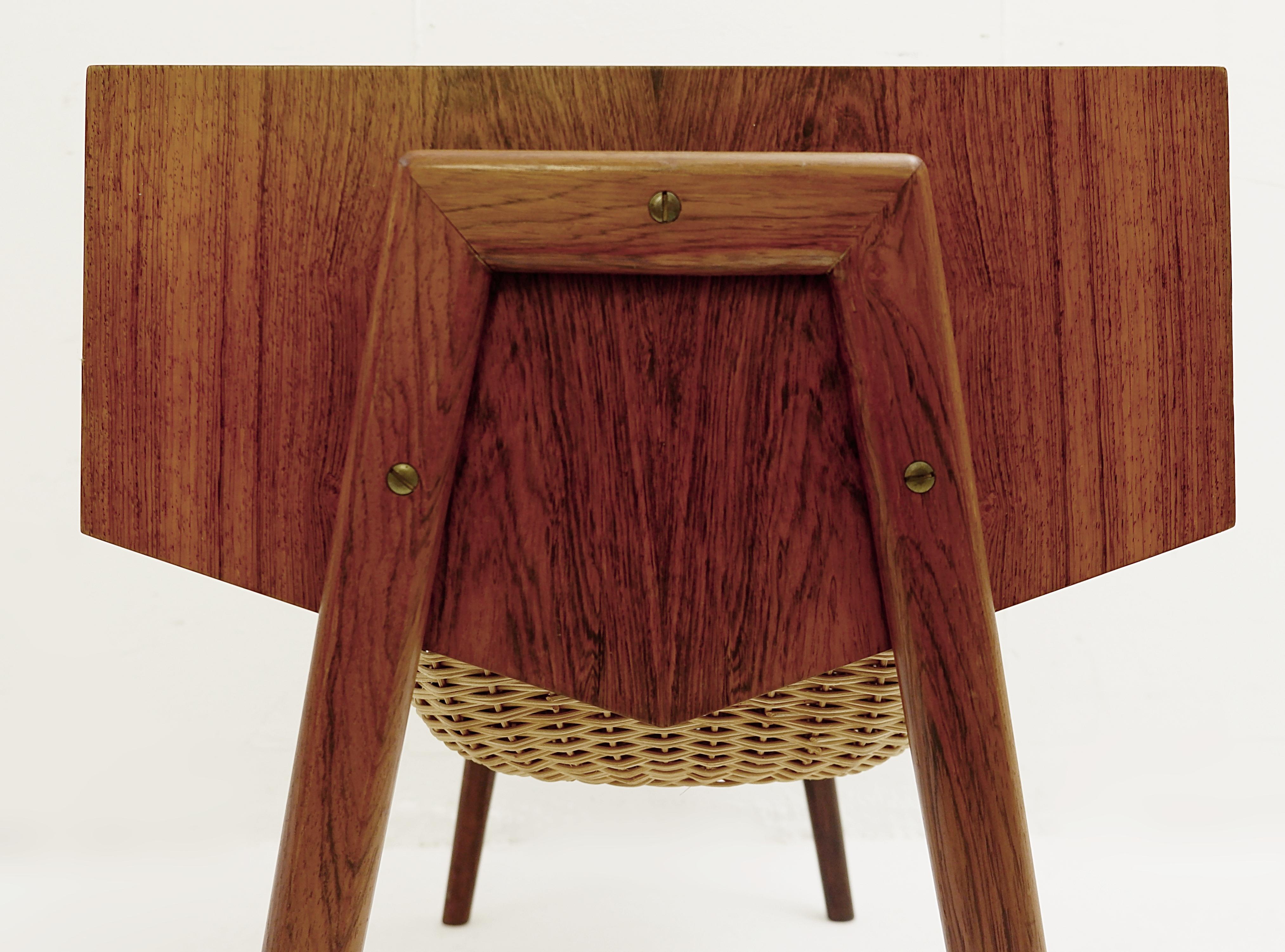 Midcentury Danish Sewing Box, Side Table, 1970s 1