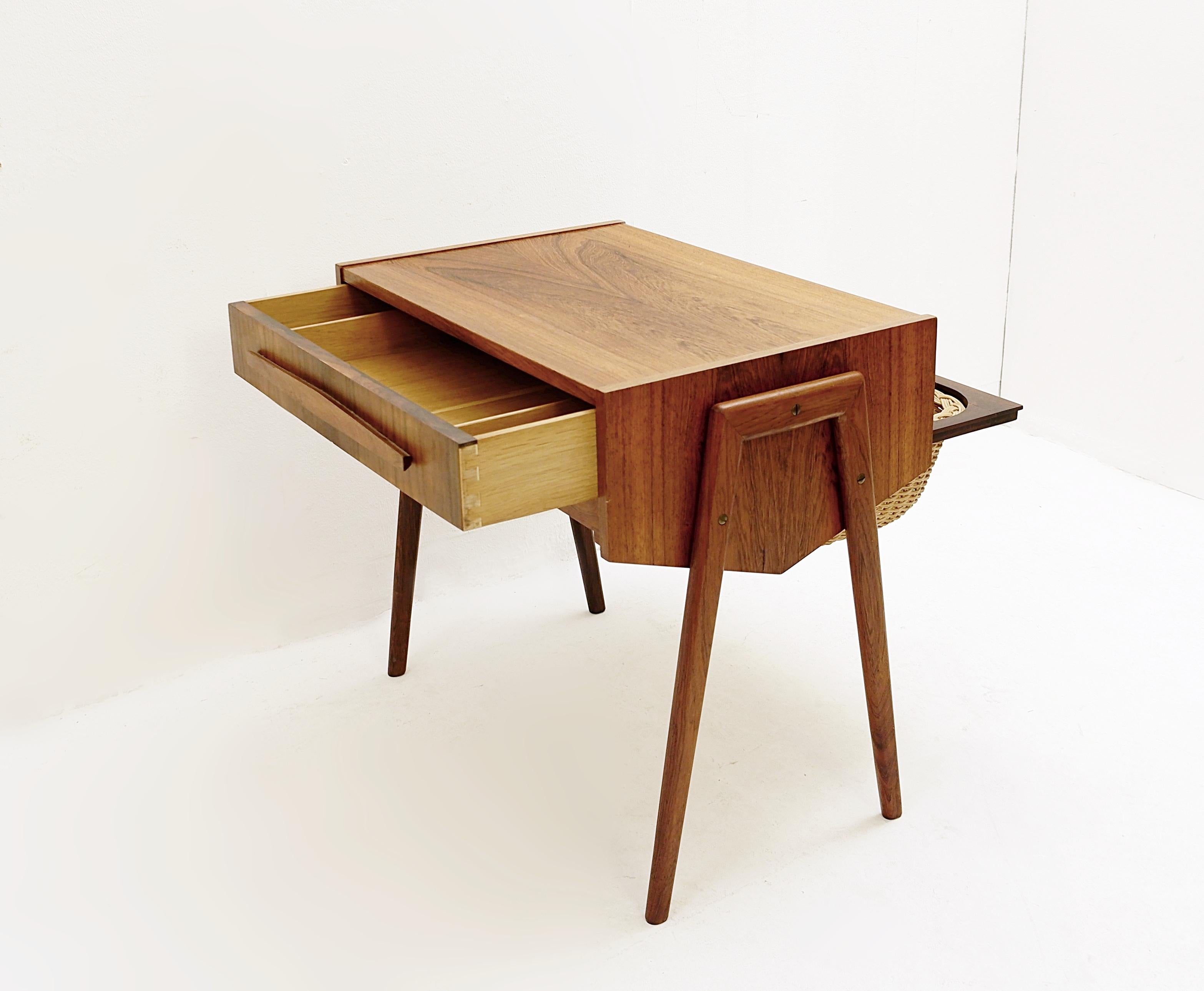 Midcentury Danish Sewing Box, Side Table, 1970s 2