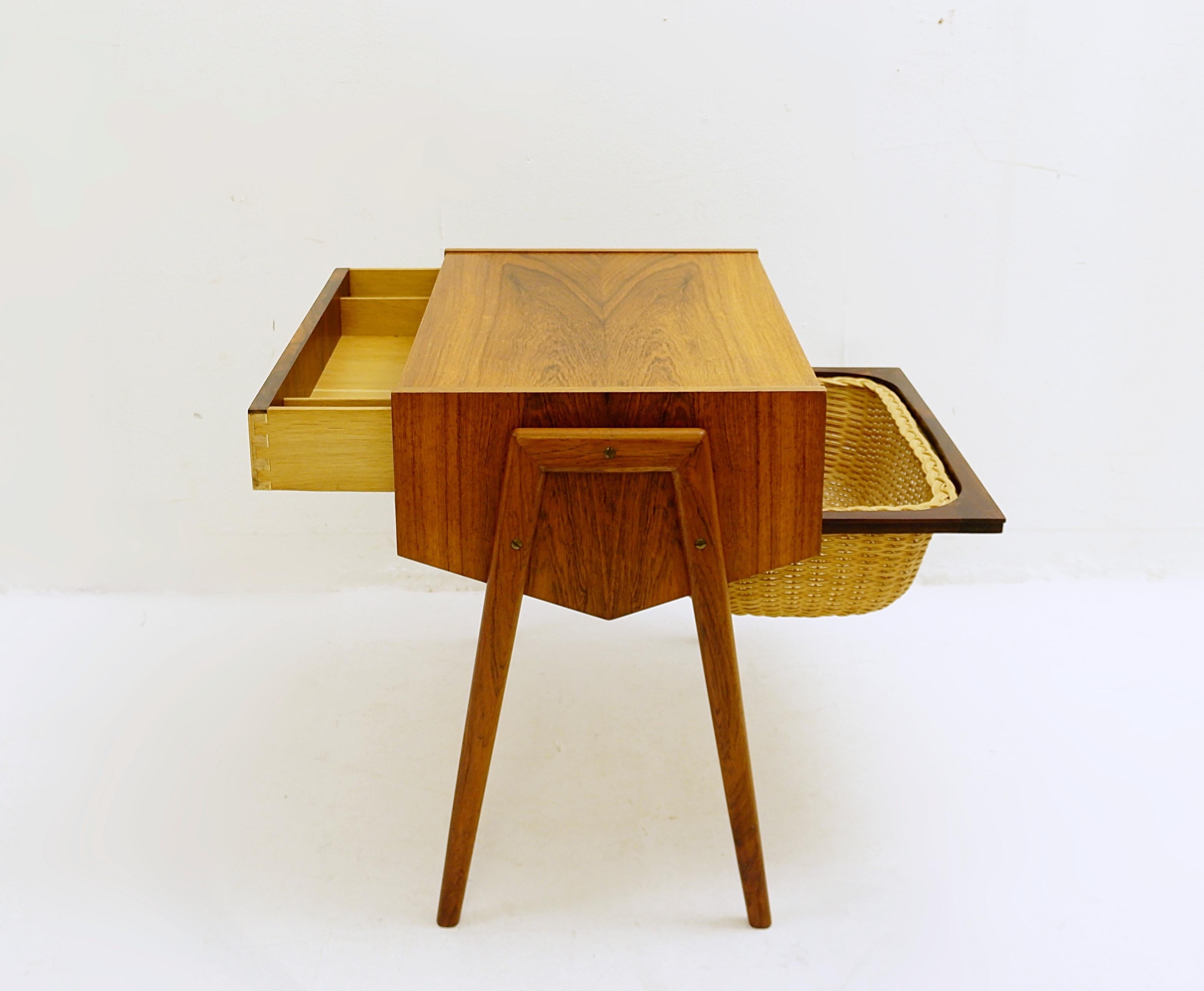Midcentury Danish Sewing Box, Side Table, 1970s 3