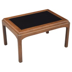 Retro 1960s Restored Mid-Century Modern Walnut Side Table with Black-Laminated Center