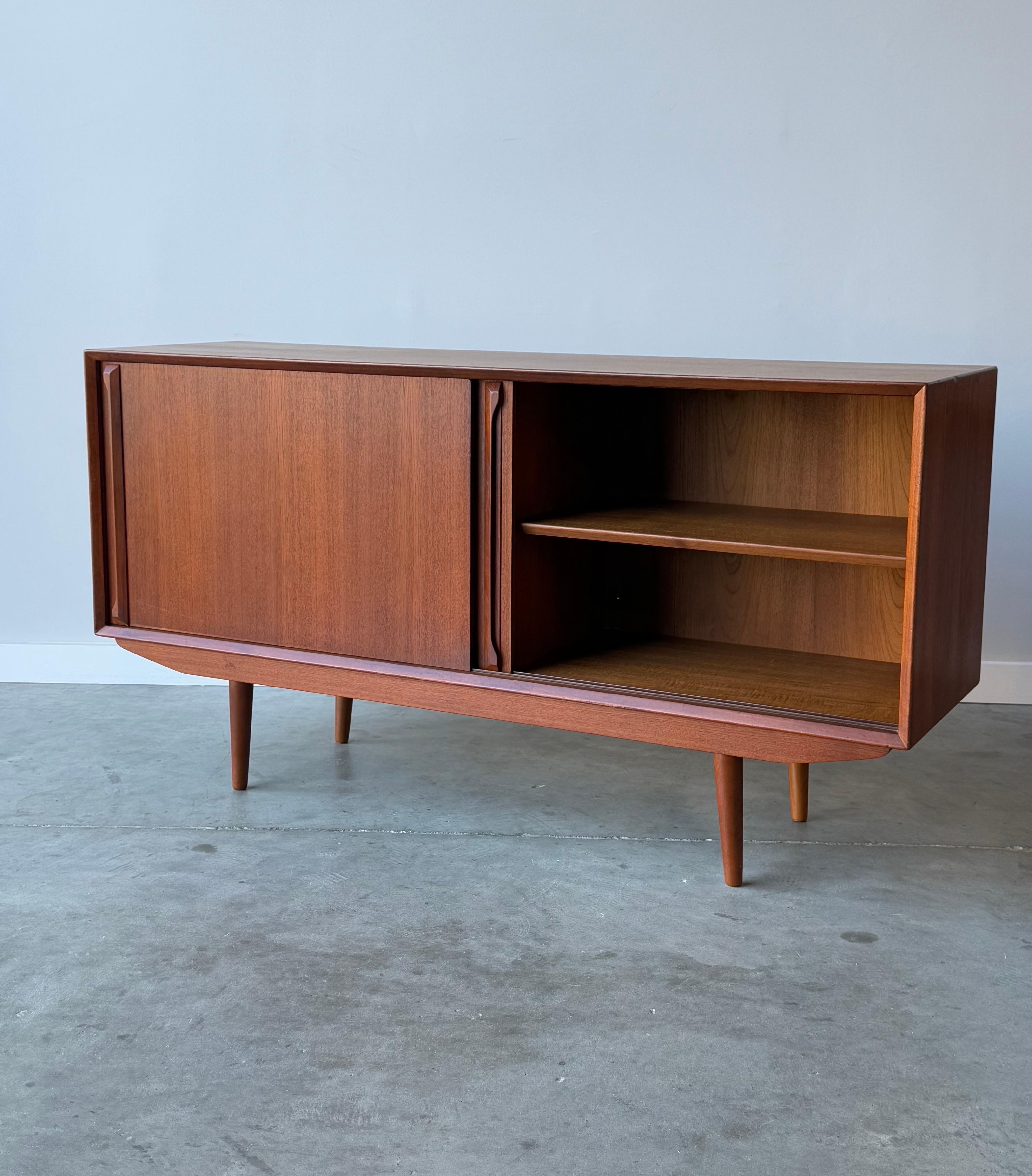 Wood Mid-Century Danish Sliding Door Credenza