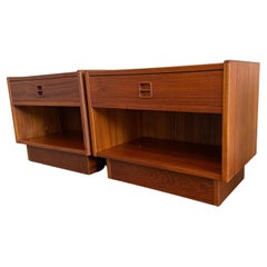 mid century Danish small teak single drawer nightstands Brouer