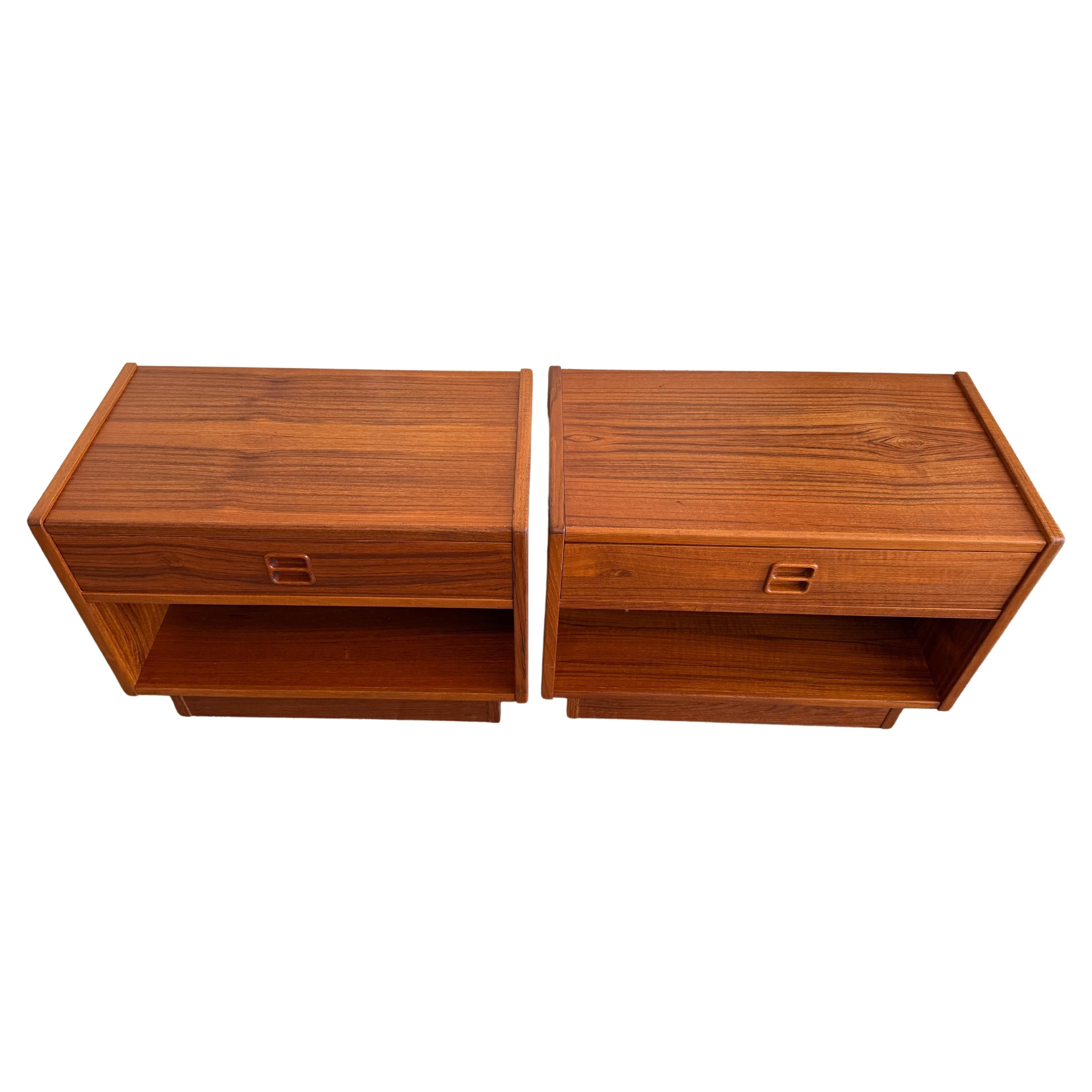 Mid-Century Modern mid century Danish small teak single drawer nightstands Brouer