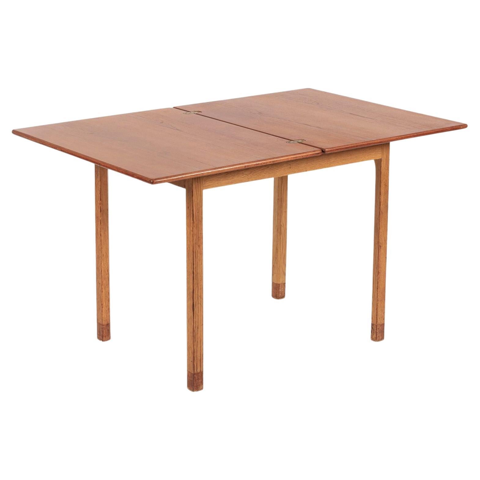 Mid-Century Danish Small Wood Extendable Dining or Game Table by SKM For Sale