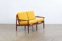 Midcentury Danish Sofa by Arne Vodder for Glostrup in Teak and Yellow Fabric