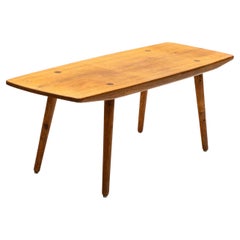 Mid-Century Danish Solid Oak Coffee Table with Sculptural Design, 1950s