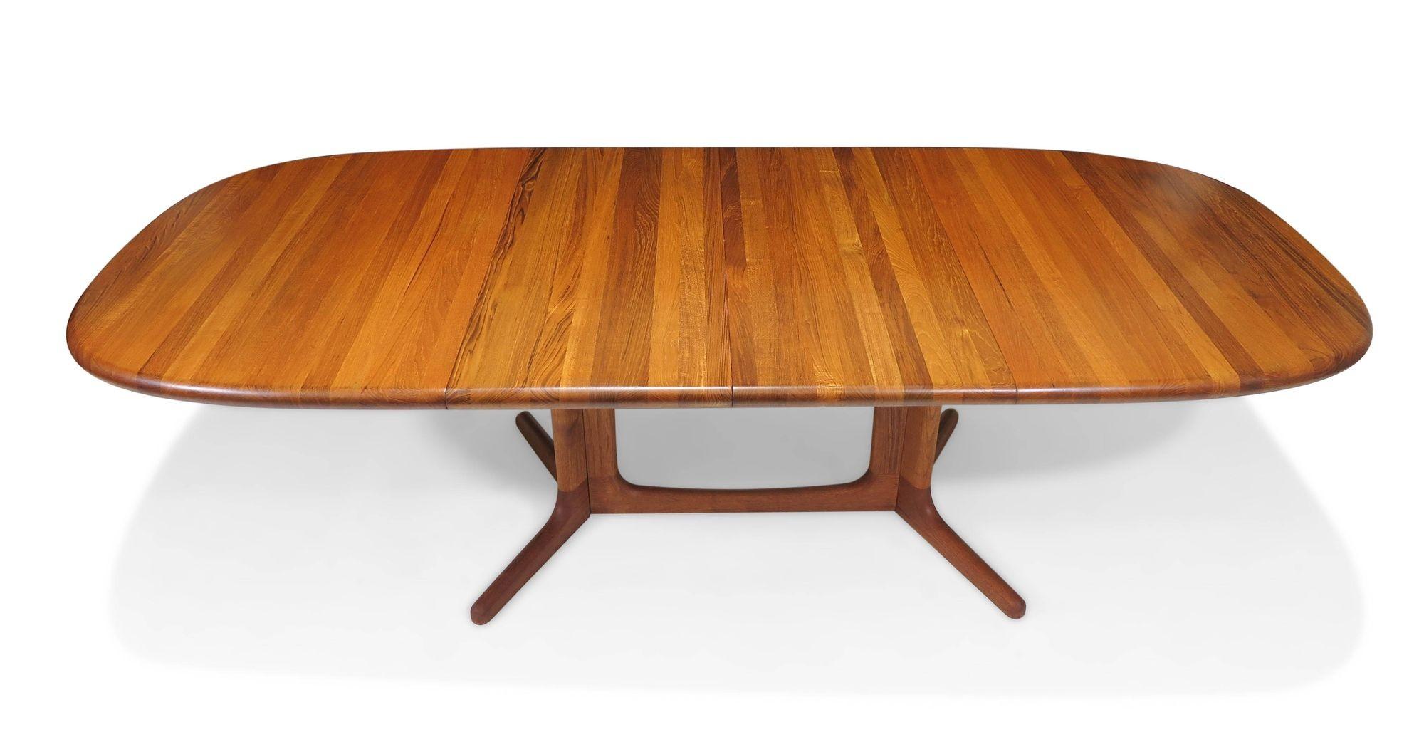 Midcentury Danish Solid Teak Pedestal Dining Table In Excellent Condition In Oakland, CA