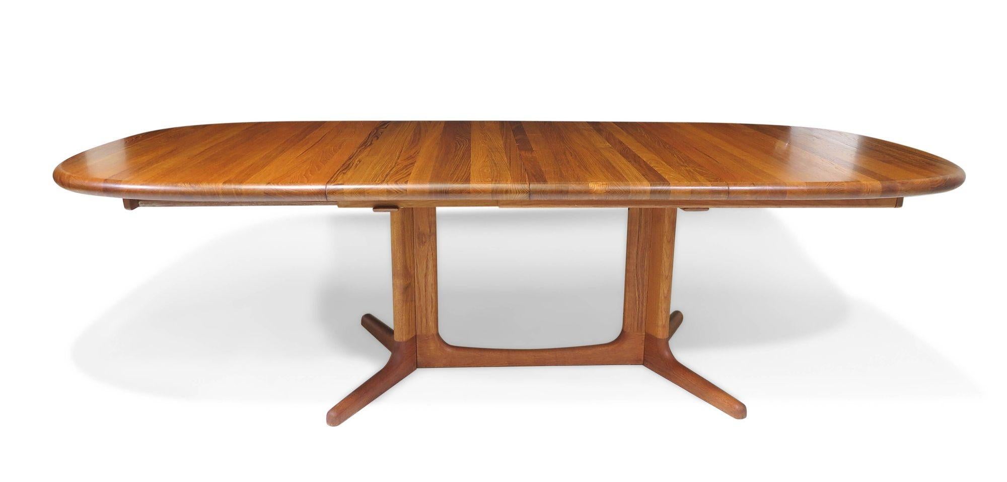 20th Century Midcentury Danish Solid Teak Pedestal Dining Table
