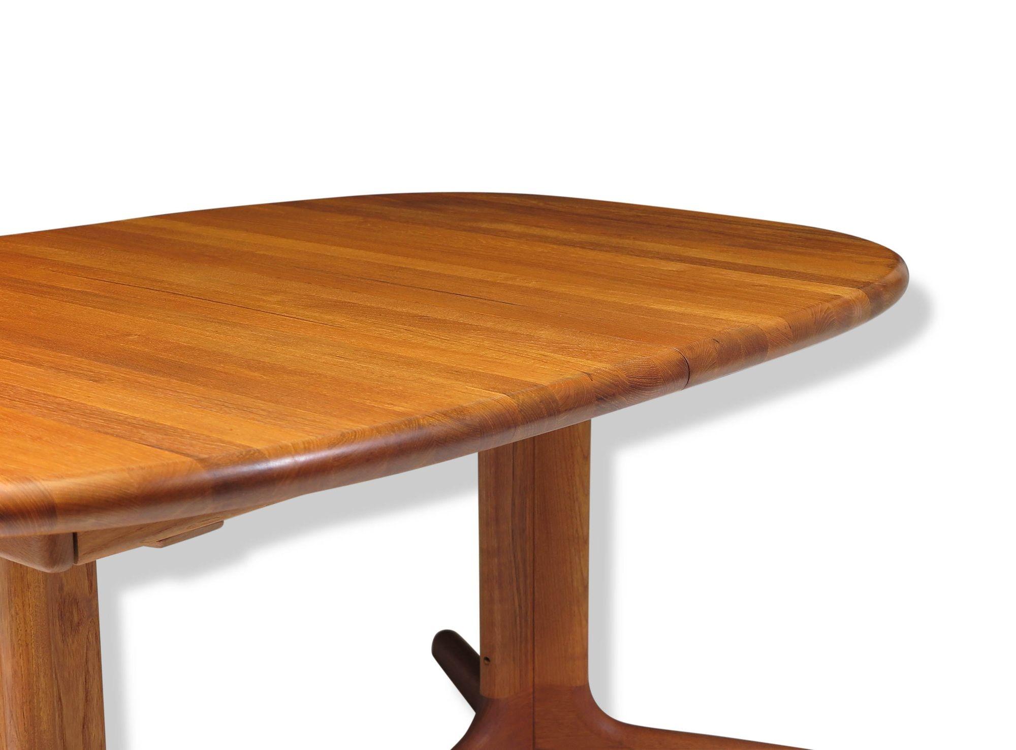 Midcentury Danish Solid Teak Pedestal Dining Table 1
