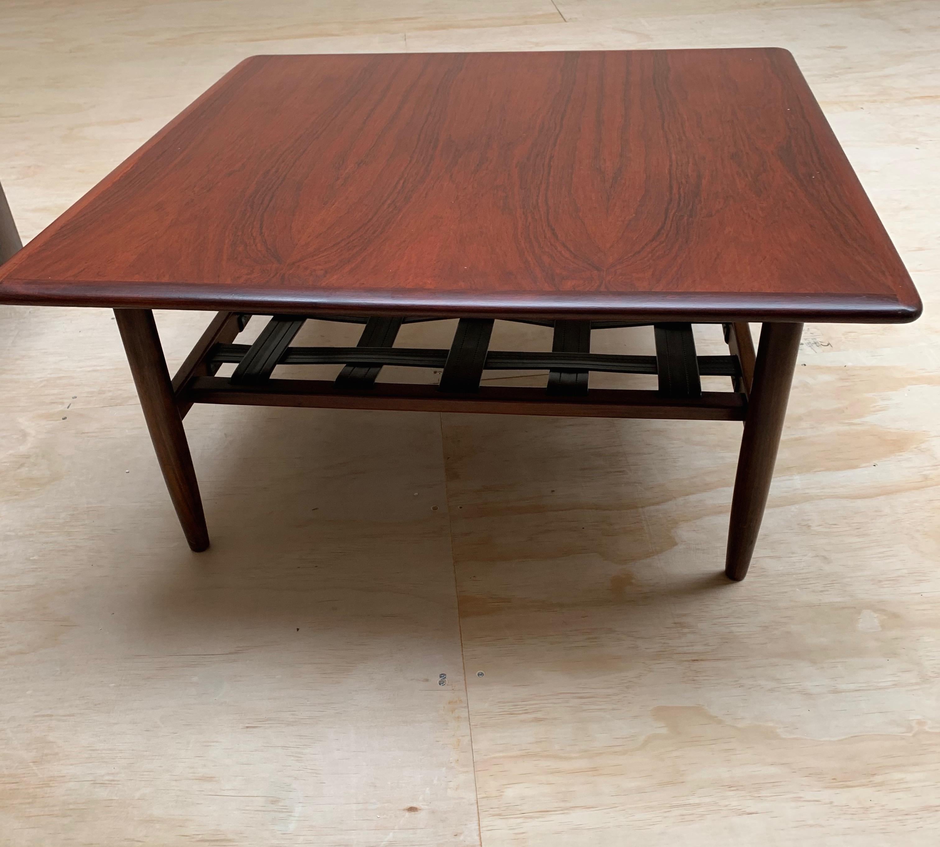 1960s Danish design multi purpose table.

This vintage Scandinavian coffee, sofa or end table is beautiful both in design and condition. The natural grain in the hardwood tabletop and the striking rounded elements are an absolute joy to watch. The