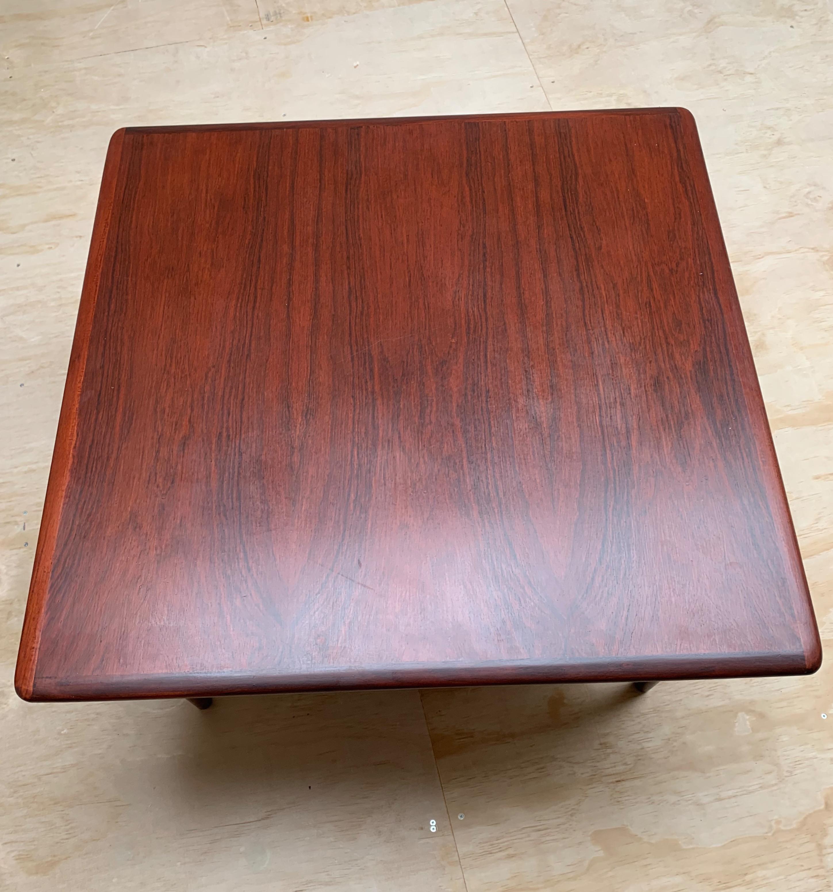 Mid-Century Modern Mid-Century Danish Solid Teakwood Coffee Table with Black Leather Magazine Rack